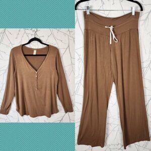 This is J Camel Bamboo Stretch Jersey Knit Henley Pajama Set